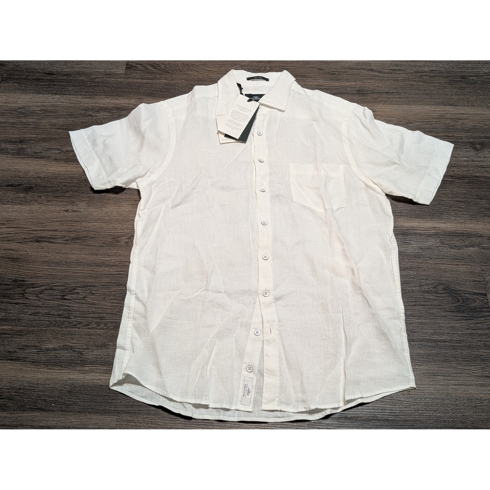 Rodd & Gunn Waiheke SS Shirt Mens Small Snow White 100% Linen Italian Fabric NEW